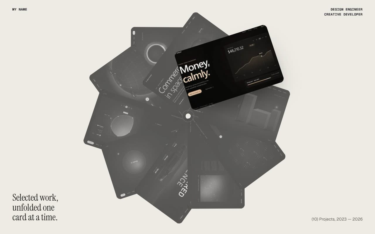 GSAP Scroll Unfolding Card Wheel Portfolio animation preview