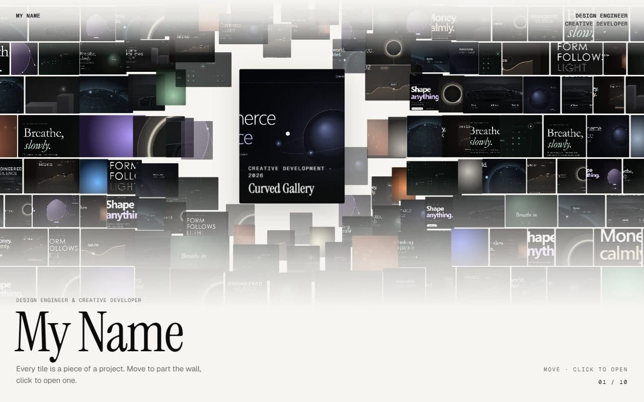 GSAP Parting Mosaic Wall Portfolio animation preview